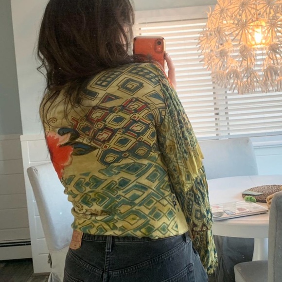 Vintage 90s/Y2k Ruffle Sleeve Top - Picture 2 of 5